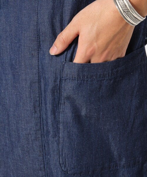 RAGEBLUE（レイジブルー）の「綿麻デニムガウン7分袖（トップス・ブルー系/ネイビー系・M/L）」の10枚目の写真