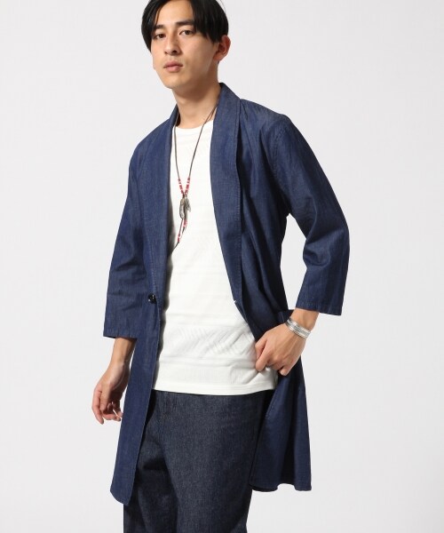 RAGEBLUE（レイジブルー）の「綿麻デニムガウン7分袖（トップス・ブルー系/ネイビー系・M/L）」の4枚目の写真