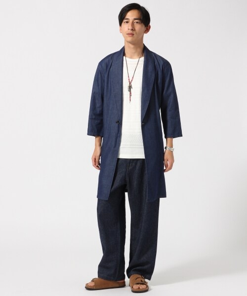 RAGEBLUE（レイジブルー）の「綿麻デニムガウン7分袖（トップス・ブルー系/ネイビー系・M/L）」の3枚目の写真