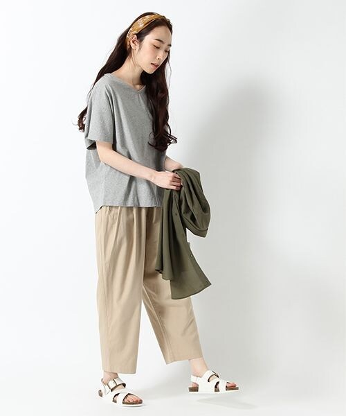 studio CLIP（スタディオクリップ）の「コットンレーヨンツイルウエストマークパンツ（パンツ・ベージュ/オレンジ/カーキ・F）」の4枚目の写真
