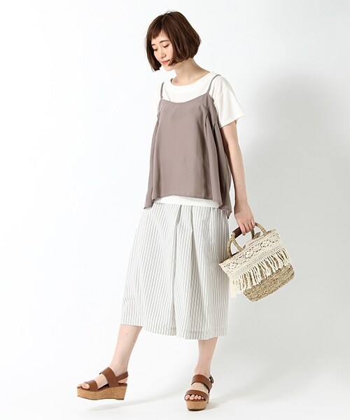 studio CLIP（スタディオクリップ）の「フリンジミニかごバッグ（バッグ・ホワイト/ブラック/キャメル・F）」の4枚目の写真