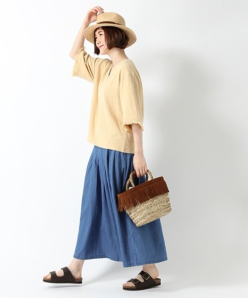 studio CLIP（スタディオクリップ）の「フリンジミニかごバッグ（バッグ・ホワイト/ブラック/キャメル・F）」の6枚目の写真