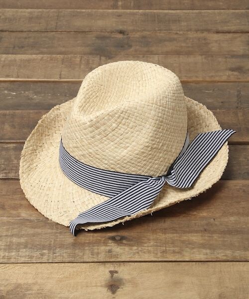 studio CLIP（スタディオクリップ）の「雑材フリンジハット（帽子・シャンブレーリボン/ボーダーリボン・F）」の2枚目の写真