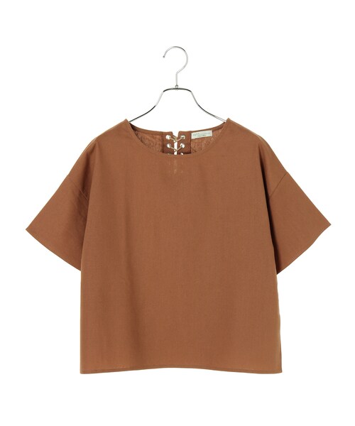 earth music&ecology（アースミュージックアンドエコロジー）の「【Special Price】バックレースアッププルオーバー（トップス・オフホワイト/キャメル/ネイビー・F）」の2枚目の写真