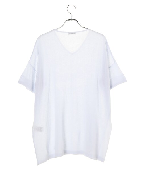 earth music&ecology（アースミュージックアンドエコロジー）の「【Special Price】ボックスニットチュニック（トップス・アイボリー/ライトベージュ/サックスブルー/ネイビー・F）」の8枚目の写真