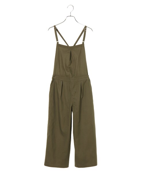 earth music&ecology(アースミュージックアンドエコロジー)の「【Special Price】ワイドクロップドサロペット(オールインワン・サロペット・ベージュ/カーキ/ネイビー・M/L)」の2枚目の写真