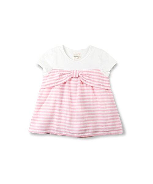 BRANSHES(ブランシェス)の「重ね着風半袖Tシャツ(Tシャツ/カットソー・キッズ・ピンク/ブラック・80~150)」の1枚目の写真