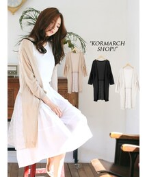 KORMARCH | 後身頃がレースデザインになった可愛らしいロングスリーブカーディガン(ニット/セーター)