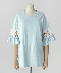 DHOLIC | レースディテールフリルスリーブTシャツ(Tシャツ/カットソー)