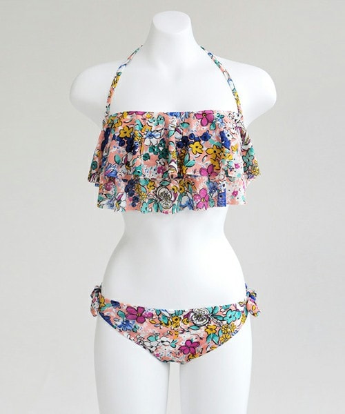 DHOLIC（ディーホリック）の「フラワーティアードフリルビキニ（水着・レディース・ブラック/ピーチ・FREE）」の2枚目の写真