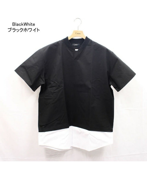 Cuirs(キュイー)の「オリジナルシャツ切り替えプルオーバーカットソー(Tシャツ/カットソー・メンズ・ベージュ/ブラック・フリーサイズ)」の2枚目の写真