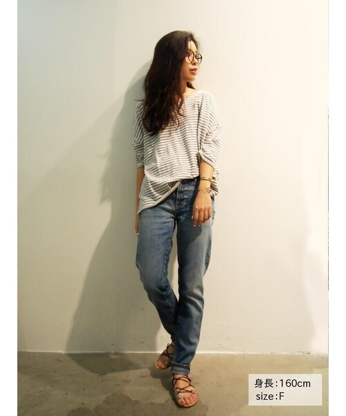 Ungrid（アングリッド）の「ボーダールーズドルマンロンT（Tシャツ/カットソー・レディース・その他）」の3枚目の写真