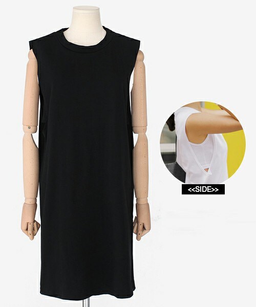 DHOLIC（ディーホリック）の「ブラトップレイヤードスリーブレスワンピース（ワンピース・レディース・ホワイト/ブラック・FREE）」の2枚目の写真