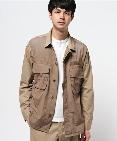 Johnbull Private labo（ジョンブルプライベートラボ）の「コンビネーションファティーグシャツ（シャツ/ブラウス・メンズ・カーキ/オリーブ・SMALL/MEDIUM/LARGE）」の5枚目の写真
