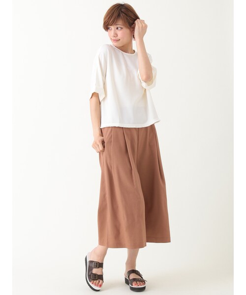 earth music&ecology(アースミュージックアンドエコロジー)の「【Special Price】ミディアム丈スカーチョ(パンツ・オフホワイト/キャメル/ネイビー・F)」の5枚目の写真