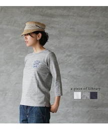 a piece of Library | a piece of library（アピースオブライブラリー） 7分袖度詰め天竺Tシャツ ROBES(Tシャツ/カットソー)