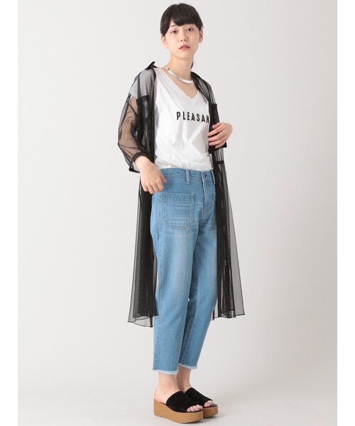 E hyphen world gallery（イーハイフンワールドギャラリー）の「7S シアーシャツワンピース（ワンピース/ドレス・ライトグレー/ブラック・F）」の10枚目の写真