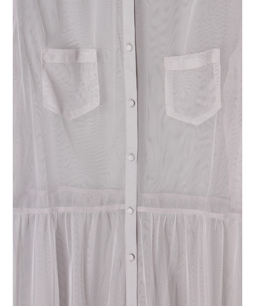 E hyphen world gallery（イーハイフンワールドギャラリー）の「7S シアーシャツワンピース（ワンピース/ドレス・ライトグレー/ブラック・F）」の6枚目の写真