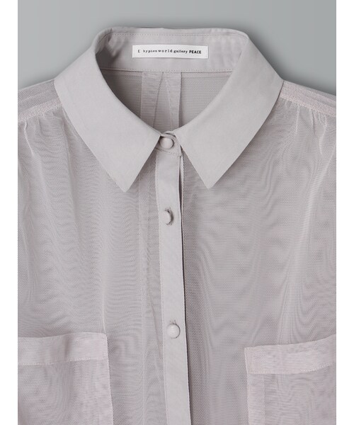 E hyphen world gallery（イーハイフンワールドギャラリー）の「7S シアーシャツワンピース（ワンピース/ドレス・ライトグレー/ブラック・F）」の5枚目の写真
