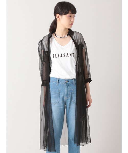 E hyphen world gallery（イーハイフンワールドギャラリー）の「7S シアーシャツワンピース（ワンピース/ドレス・ライトグレー/ブラック・F）」の3枚目の写真