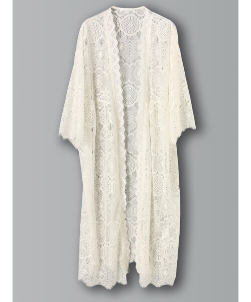 E hyphen world gallery(イーハイフンワールドギャラリー)の「◆・レースカーディガン(トップス・オフホワイト/ブラック・F)」の1枚目の写真