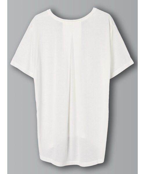 E hyphen world gallery（イーハイフンワールドギャラリー）の「・UネックBigシルエットTシャツ（トップス・オフホワイト/杢グレー/ブラック/ブルーグリーン・F）」の6枚目の写真