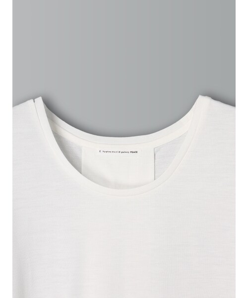 E hyphen world gallery（イーハイフンワールドギャラリー）の「・UネックBigシルエットTシャツ（トップス・オフホワイト/杢グレー/ブラック/ブルーグリーン・F）」の7枚目の写真