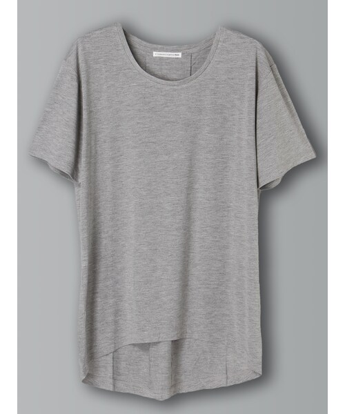 E hyphen world gallery（イーハイフンワールドギャラリー）の「・UネックBigシルエットTシャツ（トップス・オフホワイト/杢グレー/ブラック/ブルーグリーン・F）」の3枚目の写真