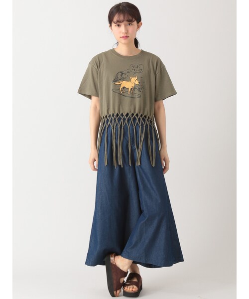 E hyphen world gallery（イーハイフンワールドギャラリー）の「M サーフわんこTシャツ（トップス・オフホワイト/ブラック/カーキ・F）」の12枚目の写真