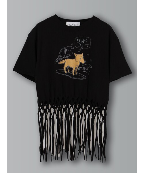 E hyphen world gallery（イーハイフンワールドギャラリー）の「M サーフわんこTシャツ（トップス・オフホワイト/ブラック/カーキ・F）」の2枚目の写真