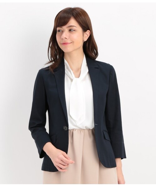 ROPE' PICNIC（ロペピクニック）の「綿麻テーラードジャケット（ジャケット/アウター・ベージュ/ネイビー・38/40）」の3枚目の写真