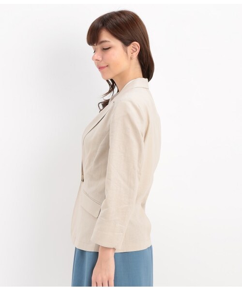 ROPE' PICNIC（ロペピクニック）の「綿麻テーラードジャケット（ジャケット/アウター・ベージュ/ネイビー・38/40）」の4枚目の写真