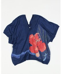 45R | インディゴリネン天竺アロハTシャツ(トップス)