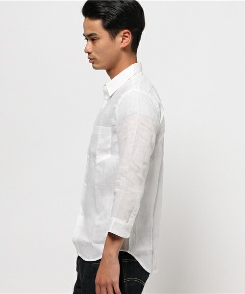 UNION STATION(ユニオンステーション)の「レギュラーカラーリネンシャツ【七分袖】(シャツ/ブラウス・メンズ・ホワイト/ブルー/ネイビー/ターコイズブルー・SMALL/MEDIUM/LARGE/LL)」の5枚目の写真