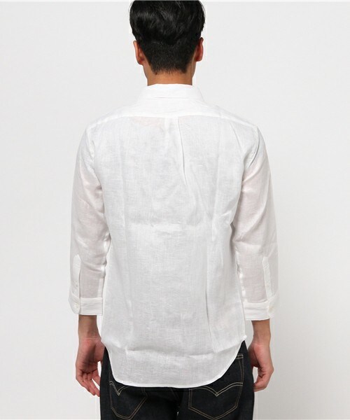 UNION STATION(ユニオンステーション)の「レギュラーカラーリネンシャツ【七分袖】(シャツ/ブラウス・メンズ・ホワイト/ブルー/ネイビー/ターコイズブルー・SMALL/MEDIUM/LARGE/LL)」の6枚目の写真