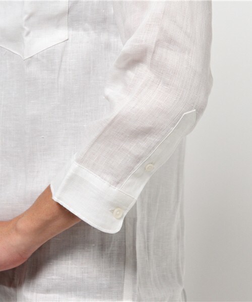 UNION STATION(ユニオンステーション)の「レギュラーカラーリネンシャツ【七分袖】(シャツ/ブラウス・メンズ・ホワイト/ブルー/ネイビー/ターコイズブルー・SMALL/MEDIUM/LARGE/LL)」の8枚目の写真