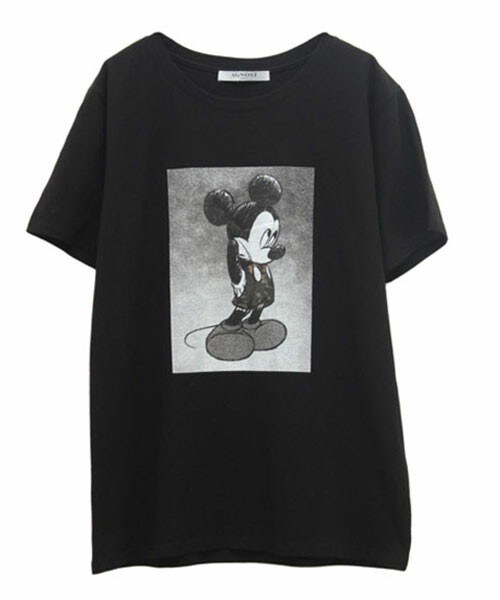 AGNOST(アグノスト)の「AGNOST Disney-Mickey T-Shirts(Tシャツ/カットソー・レディース・ブラック・38)」の1枚目の写真