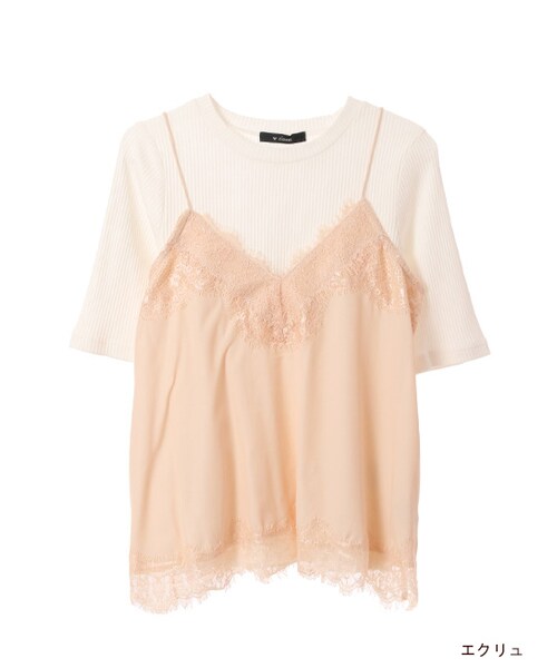 w closet（ダブルクローゼット）の「サテンレースキャミ×インナーセット（トップス・レディース・エクリュ/ピンク/ブラック・FREE）」の3枚目の写真