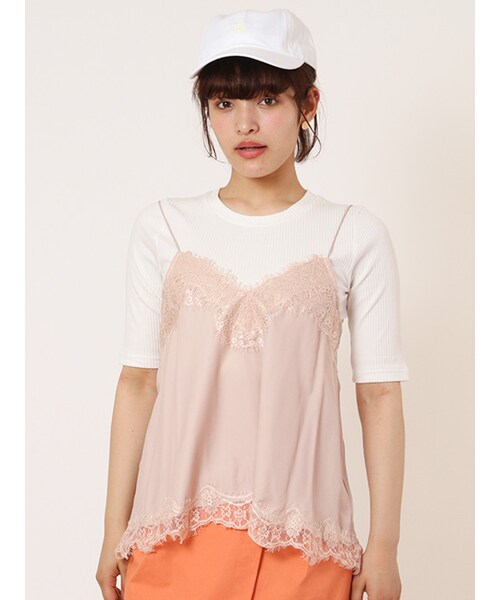 w closet（ダブルクローゼット）の「サテンレースキャミ×インナーセット（トップス・レディース・エクリュ/ピンク/ブラック・FREE）」の4枚目の写真