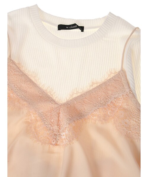 w closet（ダブルクローゼット）の「サテンレースキャミ×インナーセット（トップス・レディース・エクリュ/ピンク/ブラック・FREE）」の7枚目の写真