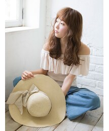 MERCURYDUO | 【GDS】 リネンリボンツバ広HAT(帽子)