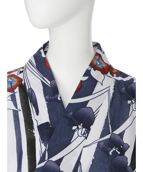 【新品】ムルーア　murua ストライプ 浴衣 帯付き 太縞に椿 新品】ムルーア murua ストライプ 浴衣 帯付き 太縞に椿 - メルカリ