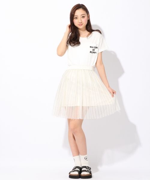 repipi armario（レピピ アルマリオ）の「ストライプ柄＊チュールスカート（スカート・ホワイトストライプ/ネイビーストライプ・XS(140~150cm)/S(150~160cm)/M(160cm~)）」の3枚目の写真