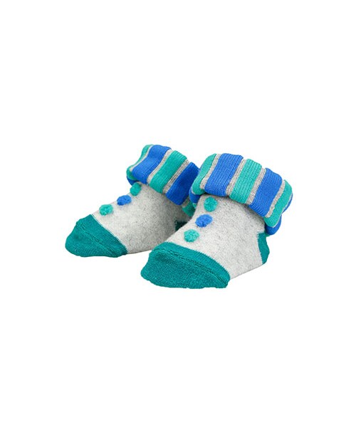 BRANSHES（ブランシェス）の「ボン天付き足型ベビーソックス（ソックス/靴下・キッズ・レッド/グリーン・9-13）」の2枚目の写真