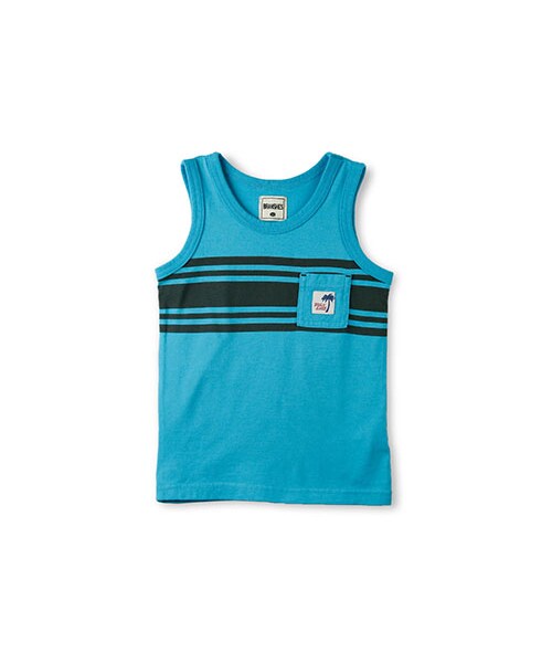 BRANSHES（ブランシェス）の「胸元ボーダータンクトップ（タンクトップ・キッズ・オフホワイト/ターコイズブルー・80～150）」の2枚目の写真