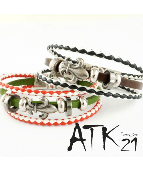 No Brand ノーブランド の ユリモチーフ 3連レザーコードブレスレット シンプル ペアブレスレット メンズ レディース アクセサリー Mb ブレスレット Wear