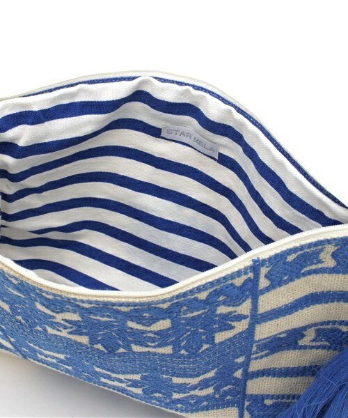 STAR MELA（スターメラ）の「STAR MELA ジュート刺繍クラッチ（クラッチバッグ・レディース・キナリ/グレー・FREE）」の8枚目の写真