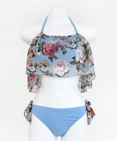 DHOLIC（ディーホリック）の「3WAYローズパターンフレアビキニ（水着・レディース・アイボリー/ディープスカイブルー/ライトピンク・Ｓ/M）」の2枚目の写真