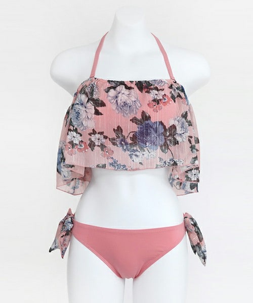 DHOLIC（ディーホリック）の「3WAYローズパターンフレアビキニ（水着・レディース・アイボリー/ディープスカイブルー/ライトピンク・Ｓ/M）」の3枚目の写真