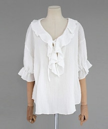 DHOLIC | ラッフルネックリンクルブラウス(シャツ/ブラウス)